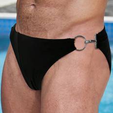 Black Swimming Trunks Shein Men O-ring Detail Solid Swim Brief