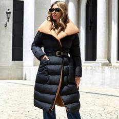 Multicoloured Coats Shein Colorblock Puffer Coat