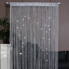 Shein 1pc String Door Curtain, Silver Glitter Polyester Tassel Curtain For Home Decor
