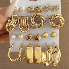 Earrings Shein 11pairs/set Faux Pearl & Heart Decor Earrings