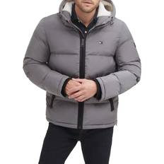 Tommy Hilfiger Grey Jackets Tommy Hilfiger Men's Hooded Puffer Jacket, Smoke Poly Tech