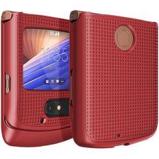 Nakedcellphone Red Grid Case Hard Shell Snap-On Cover for Motorola RAZR 5G Flip Phone 2020