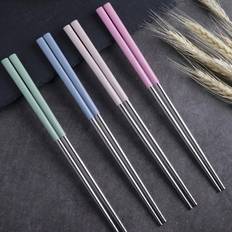 Chopsticks Shein 4 Pairs Stainless Steel Set Chopsticks