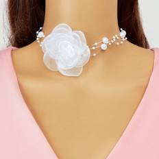 Plast Halsband Shein Flower & Faux Pearl Decor Choker
