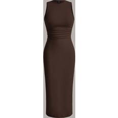 Shein Summer Solid Ruched Waist Tank Dress - Women