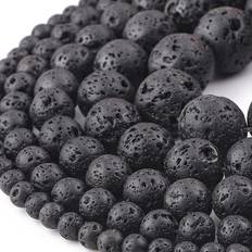 Black DIY Beadia Synthetic Volcanic Stone Circular Spacer Beads For DIY Jewelry Bracelet Accessories 38cm 4/6/8/10/12mm