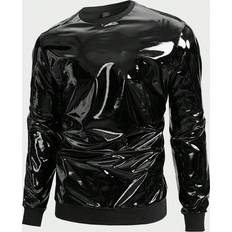 Shein Leather Clothing Shein Men PU Leather Solid Sweatshirt