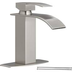 Nickel Basin Taps Hoimpro Waterfall Spout Brushed Nickel Bathroom Faucet Brushed Nickel