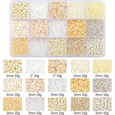 Shein 15-grid Beige Decorative Tube Beads With Hole For Diy Craft Bracelet, Necklace, Jewelry Making