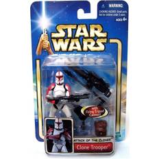 Star Wars Star Wars Year 2002 Collection 1 'Attack of the Clones' 4 Inch Tall Action Figure #17 Red Striped Clone Trooper with Blaster Rifle and Firing