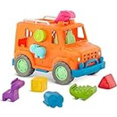 Battat Wonder Wheels Motorikspielzeug Safari Truck – Kinder Auto Spielzeug Steckspiel Motorikwürfel – Activity Center Lernspielzeug Fahrzeug ab 1 Jahr