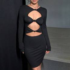 Shein Sort Kjoler Shein Cut Out Front Bodycon Dress