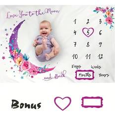 Shein 1pc Pink Floral & Moon Patterned Polyester Newborn Baby Swaddle Blanket For Month Photography