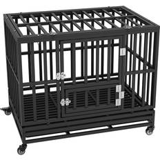 VEVOR 3-Door Heavy Duty Dog Crate 37.4x25.6x31.9in