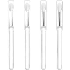 Cosmetics LORMAY Silicone Lip Brushes with Transparent Handles and Caps. Perfect Applicators for Cream Lip Mask Eyeshadow and Lipstick 4pcs White