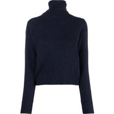 Ami Paris Cashmere Sweater Med Logo - Mørkeblå