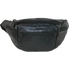 Leather Multi Pocket Fanny Waist Pack Black one size