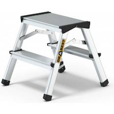Stehleiter 2x2 sprossen 125kg doppelleiter trittleiter Silber 41 cm