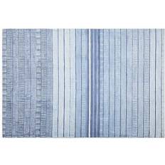 Tappeti Beliani Tappeto Blu Viscosa 160 x 230 cm Motivo Geometrico Rigato Intrecciato a Mano Blu cm