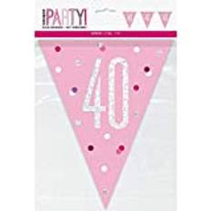 Festartikler Unique Party Pink flagbanner 40 år