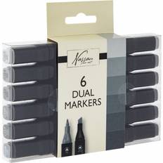 Nassau Fine Art Dual-tip Markers 6-Set Grey
