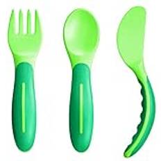 Mam Baby's Cutlery ZEDMM331N, Besteck-Set mit Gabel, Löffel und Messer, 6 Monate, Grün