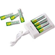 GP Batteries 8 GP Recyko AA 2000mAh NiMH 1.2V Rechargable Batteries with AA and AAA USB Charger