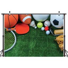 Photo Backgrounds LYWYGG LYWYGG 7x5ft School Playground Photography Backdrops Sports Goods Grassland Backdrop for Studio Prop Photo Background Photography Props CP-14