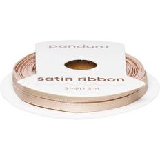 Panduro Hobby Beige satinband – 3 mm brett och 8 meter långt