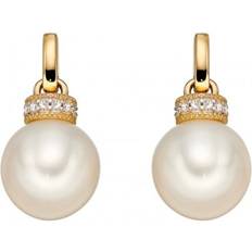 Elements Gold Elements Gold White Pearl Yellow Gold Rondelle Earrings GE2231W