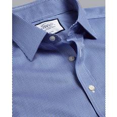 Charles Tyrwhitt Men's Non-Iron Puppytooth Cotton Formal Shirt - Royal Blue Double Cuff