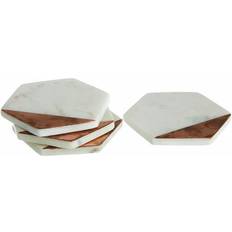 White Coasters Premier Housewares Set of 4 White Marble Inlay Coaster 4pcs