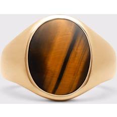 IX Studios Oval Signet Tiger Eye Guldbelagt Ring