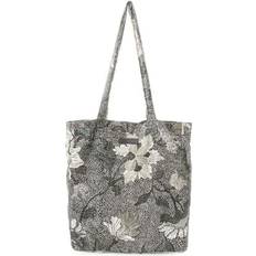 Ceannis New Shopper Black Flower Linen Väskor & plånböcker Dam Svart