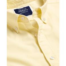 Charles Tyrwhitt Men's Button-Down Collar Washed Oxford Casual Shirt Butter Yellow Single Cuff Cotton Yellow