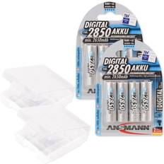 Batteries & Chargers Ansmann ANSMANN AA Rechargeable Batteries 2850mAh high-capacity high-rate rechargeable NiMH AA Batteries for flashlight, camera, radio etc. 8-Pack 2x Battery Case protection for 4 AA and AAA Batteries 5035092-590-2