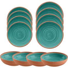 Turquoise Dinner Sets Purely Home Rustic Swirl Turquoise Melamine/Plastic Dinner Set