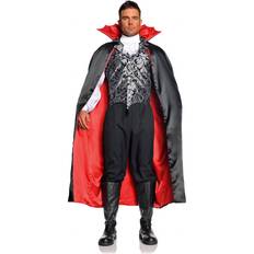 Horror-Shop Vampir Satin Cape schwarz rot Dracula Umhang für Halloween
