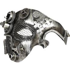 Noir Masques pour la Tête Steampunk Phantom Maske Silber