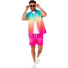 Men - Pink Jumpsuits & Overalls OppoSuits Men's Short-Sleeve Funky Fade Shirt & Shorts Set Pink Pink