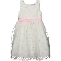 Bestickt Kleider Happy Girls Dress Lilly with Flowers - White/Pink