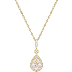 Macy's 14k Necklaces Macy's Round & Baguette Teardrop Cluster Pendant Necklace - Gold/Diamonds