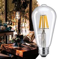 Brightown Brightown Edison Bulb, 6 Packs 540 Lumen 6W LED Bulbs 60 Watt Equivalent, Dimmable E26 Vingtage LED Light Bulbs, 2700K Warm White Clear Bulbs