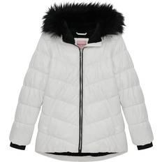 Juicy Couture Outerwear Children's Clothing Juicy Couture Juicy Couture Girls Puffer Jacket, Laminated Bubble Kids Coat with Fur Hoodie, Ivory