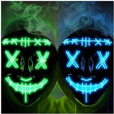 Halloween Scary Mask LED Mask LED Purge Mask [2PACK] LED Light Up Mask EL Wire Light Up for Festival Cosplay Halloween Costume Halloween Festival Party