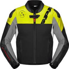 Spidi DP Progressive Hybrid Chaqueta de cuero para moto, negro-amarillo, tamaño para hombre Hombre