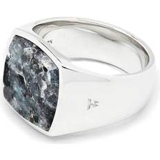 Tom Wood Cushion Larvikite Ring - Silver