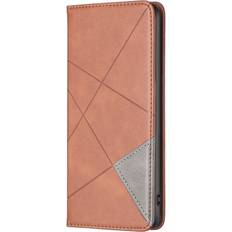MAULUND iPhone 14 Pro Læder Flip Cover m. Geometriske Linjer Brun