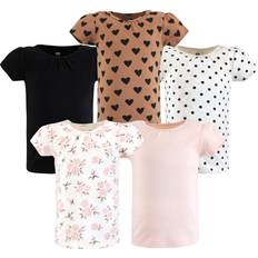 1-3M T-shirts Children's Clothing Hudson Baby Unisex Baby Short Sleeve T-Shirts, Cinnamon Pink Prints, 12-18 Months