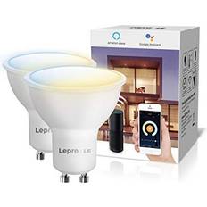 Lepro Lepro GU10 Smart Bulbs, Warm to Cool White Dimmable LED Spot Lights, Works with Alexa and Google Home, 4.5W = 50W, 410lm, 2700K-6500K, 100 Beam Angle